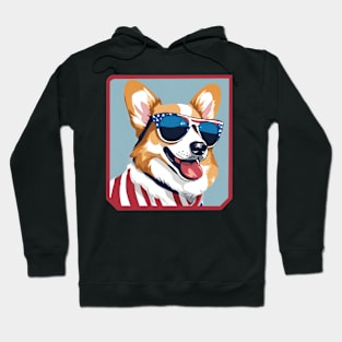 Corgi dog with american sunglasses Hoodie